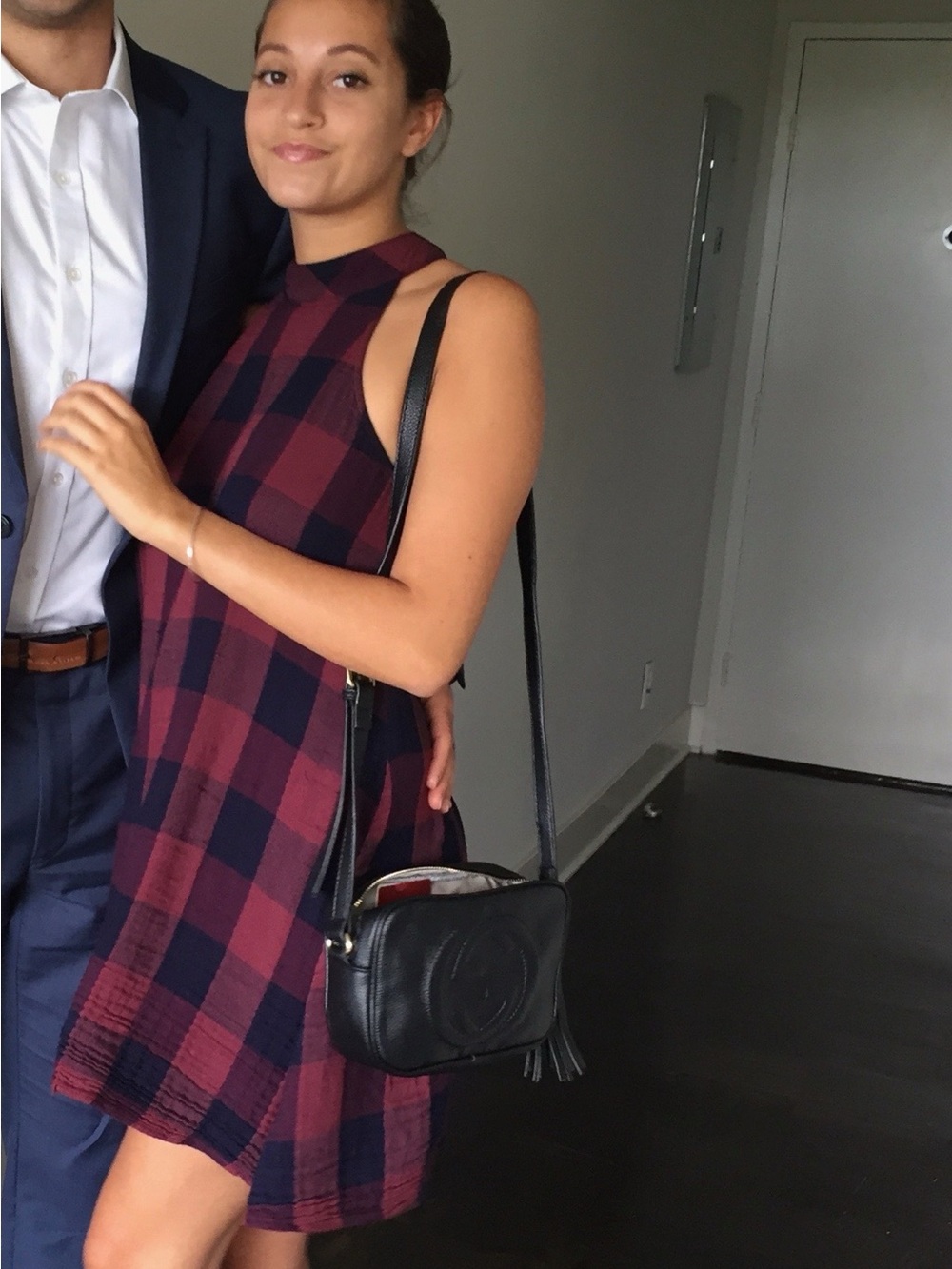 Splendid Burgundy and Navy Plaid Sleeveless Mini Dress